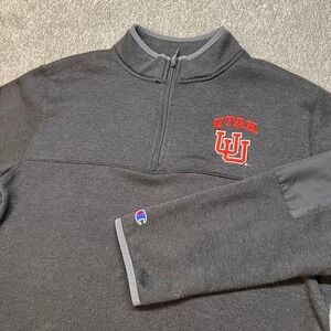 Champion University of Utah Utes Quarter Zip Pullover Mens‎ Large Black Knit L